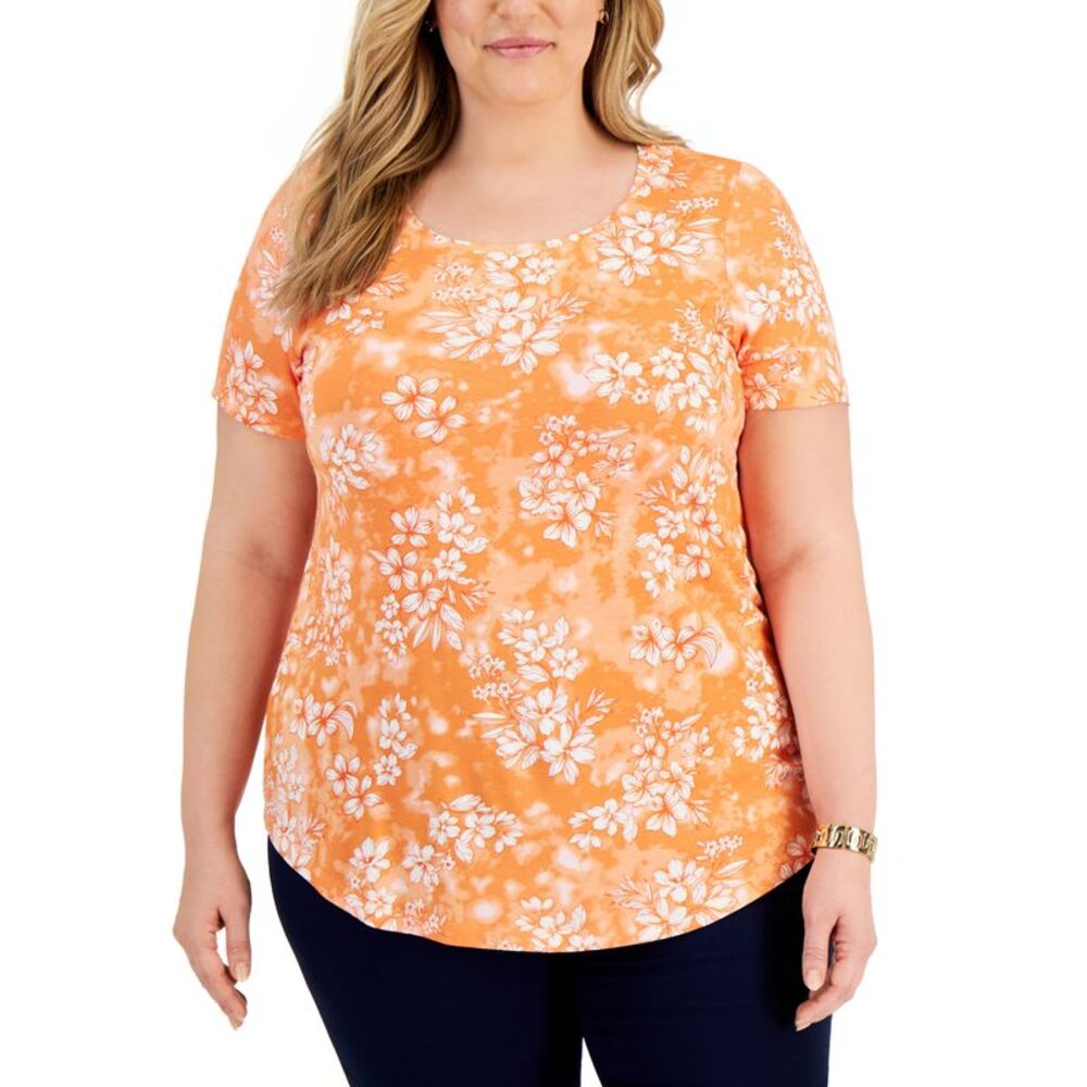 JM Collection Plus Size Printed Top - Picture 1 of 4